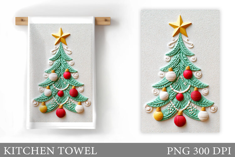 Christmas Tree Kitchen Towel. Christmas Kitchen Towel Design example image 1