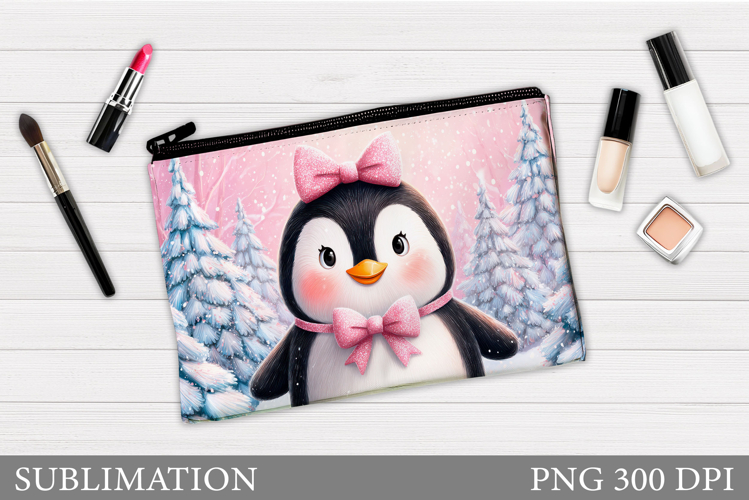 Penguin Cosmetics Bag. Christmas Makeup Bag Sublimation
