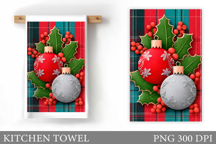 Christmas Kitchen Towel Design. Merry Christmas Sublimation example image 1