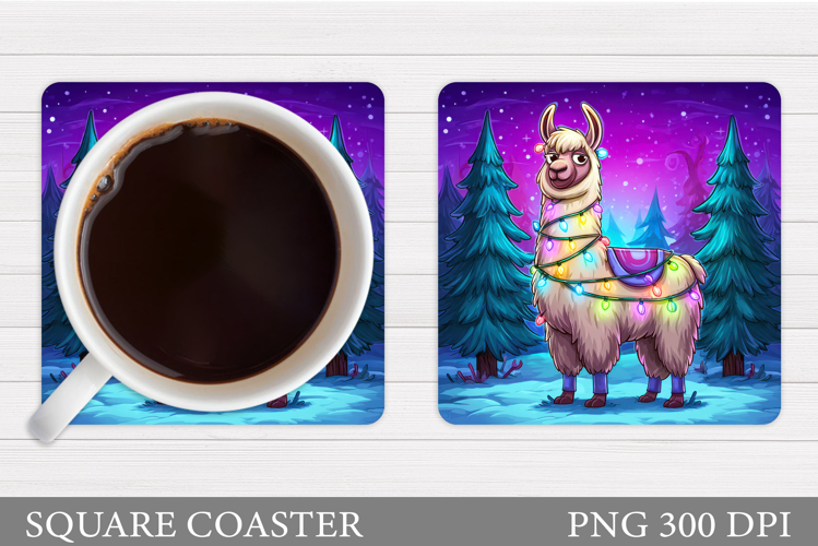Christmas Lama Coaster Design. Christmas Coaster Sublimation