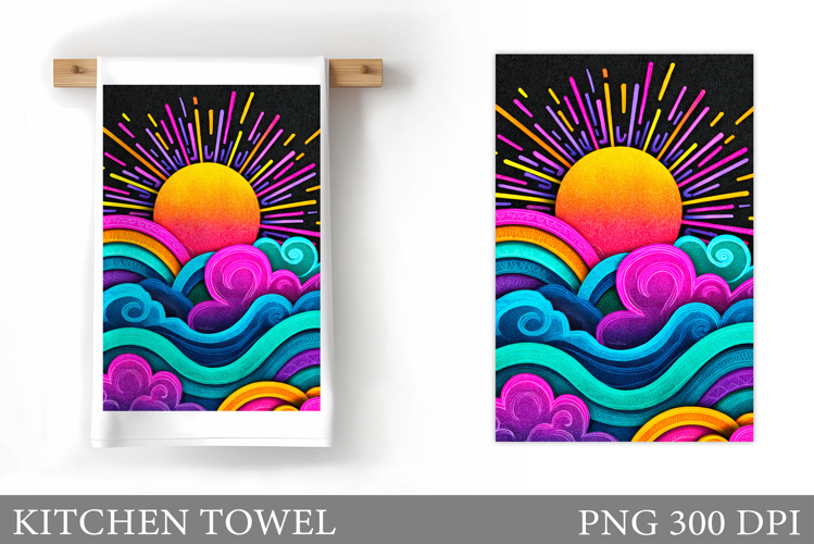 Sun Kitchen Towel Design. Sea Kitchen Towel Sublimation
