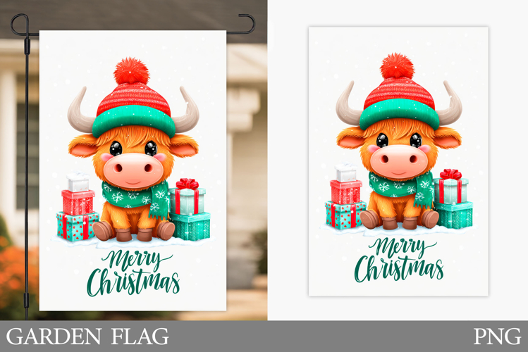 Christmas Cow Garden Flag. Christmas Garden Flag Design