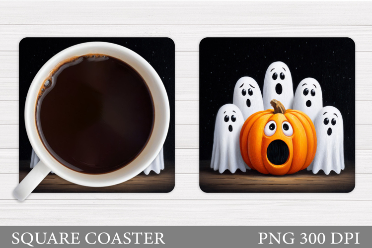 Halloween Pumpkin Coaster. Halloween Ghost Coaster Design