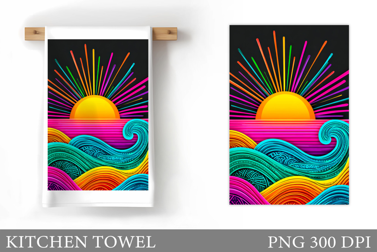 Sun Kitchen Towel Design. Sea Kitchen Towel Sublimation