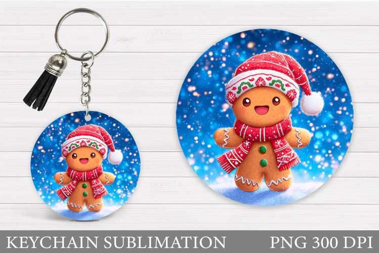 Cute Gingerbread Keychain. Christmas Keychain Sublimation