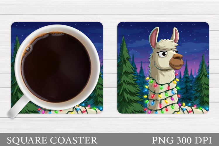 Christmas Lama Coaster Design. Christmas Coaster Sublimation