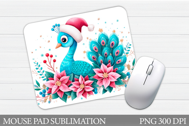 Christmas Peacock Mouse Pad. Christmas Mouse Pad Sublimation