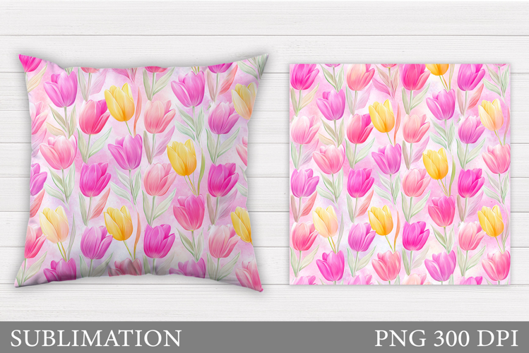 Tulips Pillow Design. Floral Pillow Sublimation