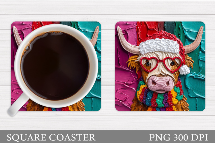 Christmas Cow Coaster. Christmas Cow Coaster Sublimation