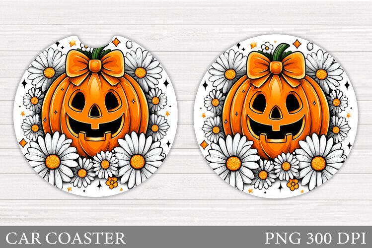 Halloween Pumpkin Coaster Design. Halloween Car Coaster example image 1