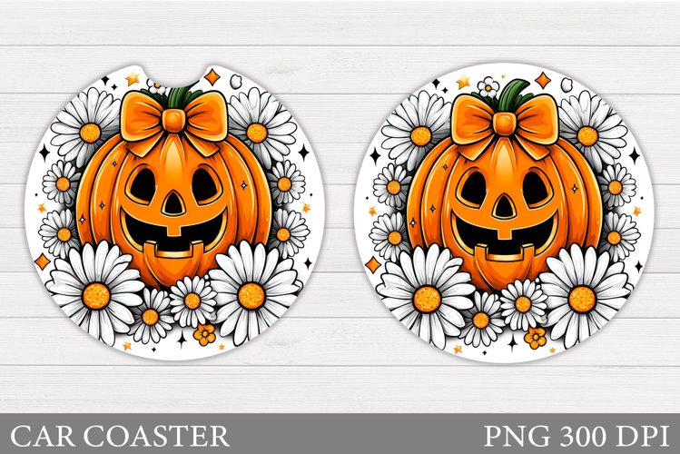 Halloween Pumpkin Coaster Design. Halloween Car Coaster