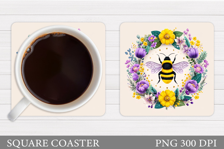 Bee Car Coaster Design. Bee Coaster Sublimation