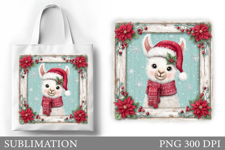 Christmas Lama Tote Bag. Christmas Tote Bag Sublimation