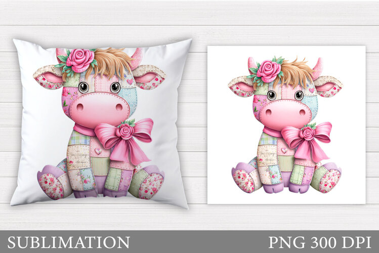 Cute Cow Pillow Design. Cute Cow Sublimation example image 1