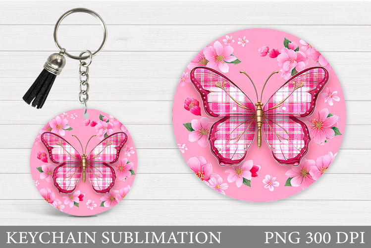 Butterfly Flowers Keychain. Butterfly Keychain Sublimation