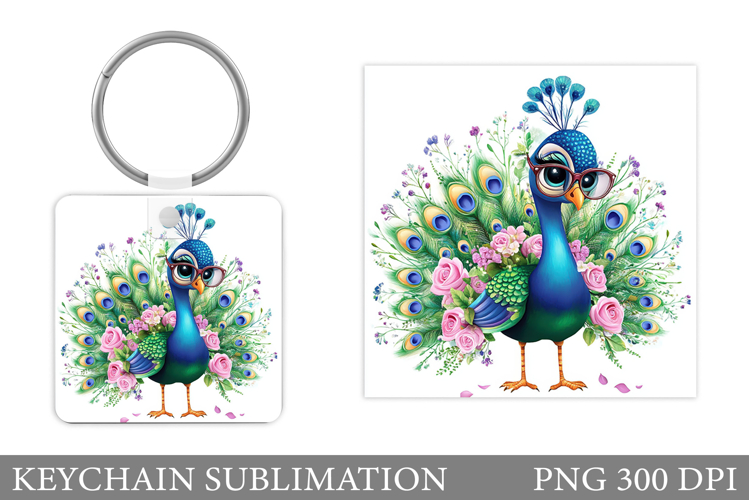 Peacock Keychain Design. Peacock Sublimation example image 1