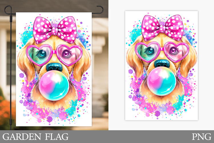 Cute Dog Garden Flag Design. Funny Garden Flag Sublimation