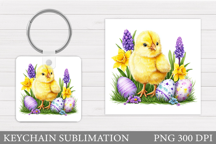 Easter Chick Keychain Design. Easter Keychain Sublimation