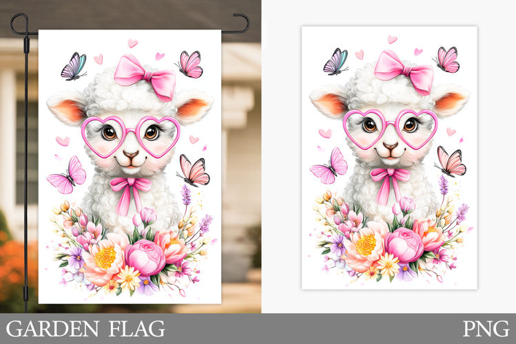 Summer Lamb Garden Flag. Summer Garden Flag Design