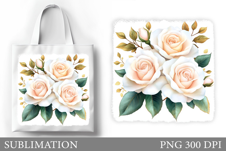 Roses Tote Bag Sublimation. Flowers Sublimation