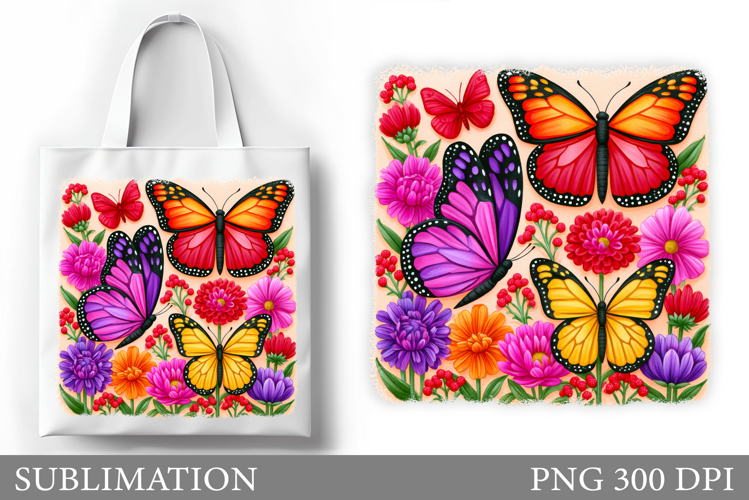 Butterflies Tote Bag Sublimation. Butterflies Sublimation