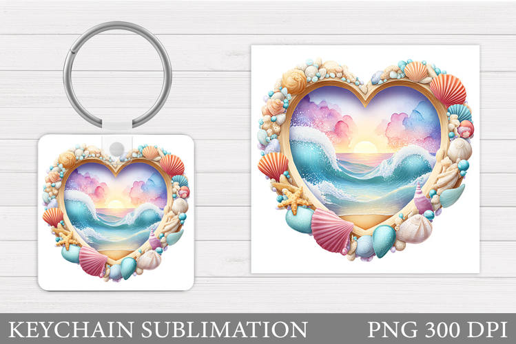 Sea Keychain Sublimation. Beach Keychain Design