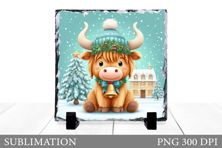 Christmas Cow Sublimation. Christmas Cow Slate Design
