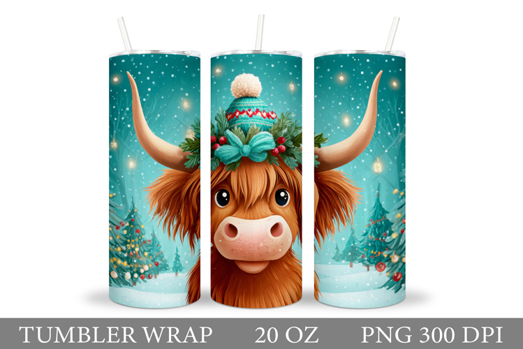 Christmas Cow Tumbler Design. Christmas Tumbler Sublimation