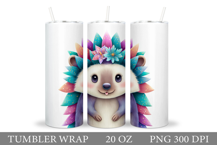 Cute Hedgehog Tumbler Design. Cute Hedgehog Sublimation