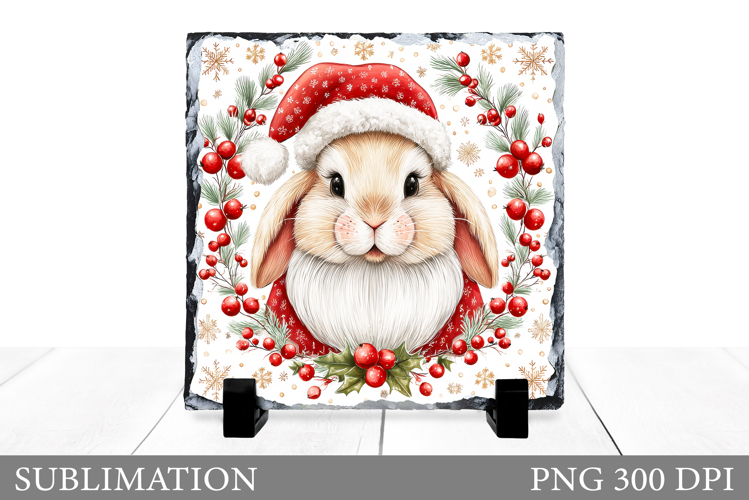 Christmas Bunny Sublimation. Christmas Bunny Slate Design