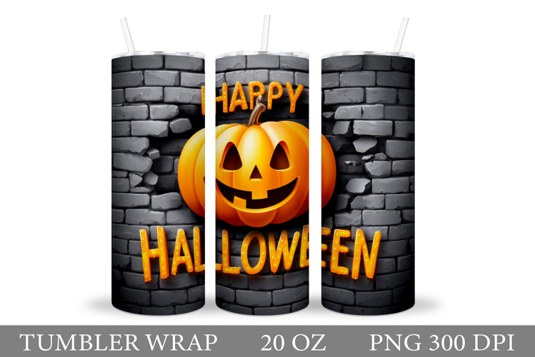 Scary Pumpkin Tumbler Design. Halloween Tumbler Sublimation