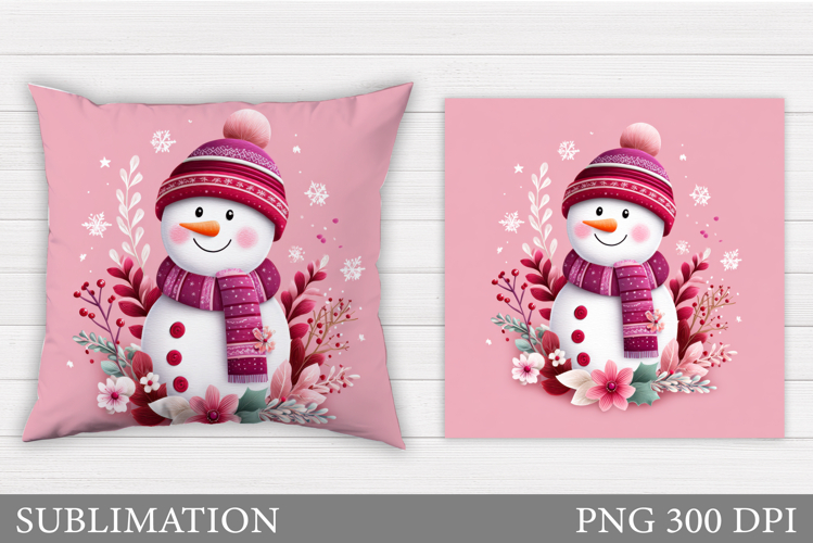 Cute Snowman Pillow Sublimation. Christmas Pillow Design
