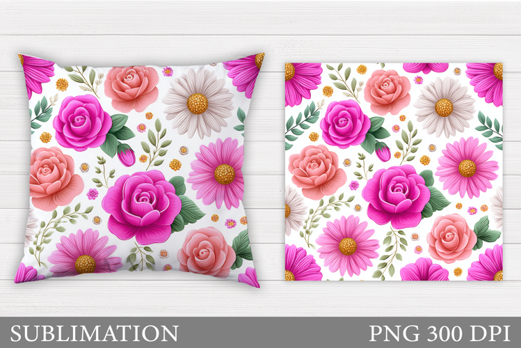 Floral Pillow Design. Flowers Pillow Sublimation