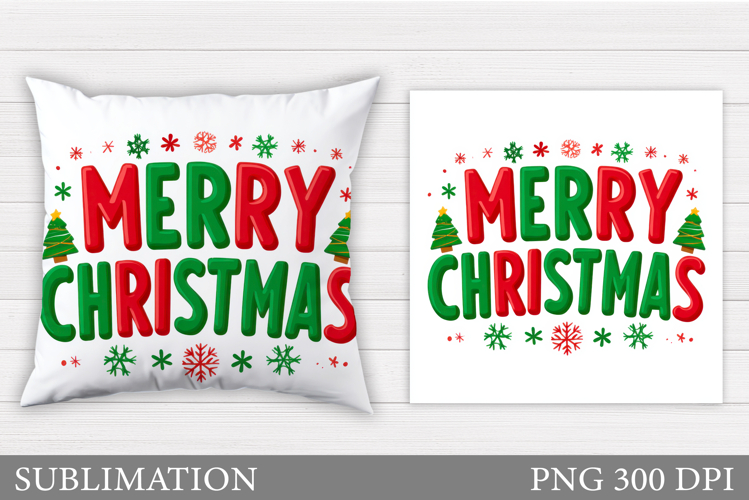 Merry Christmas Pillow Design. Christmas Sublimation