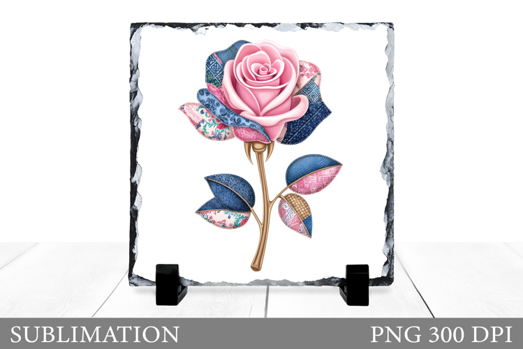 Patchwork Rose Slate Design. Rose Sublimation