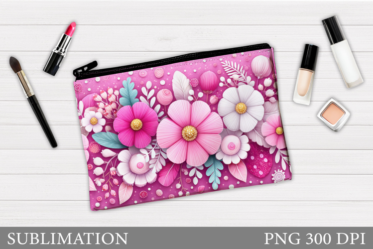 Flowers Makeup Bag Design. Flowers Cosmetics Bag Sublimation