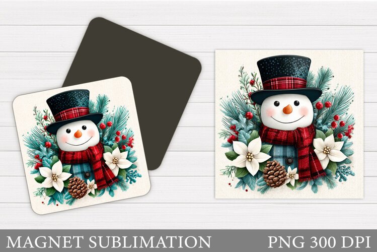 Cute Snowman Magnet Design. Christmas Magnet Sublimation example image 1