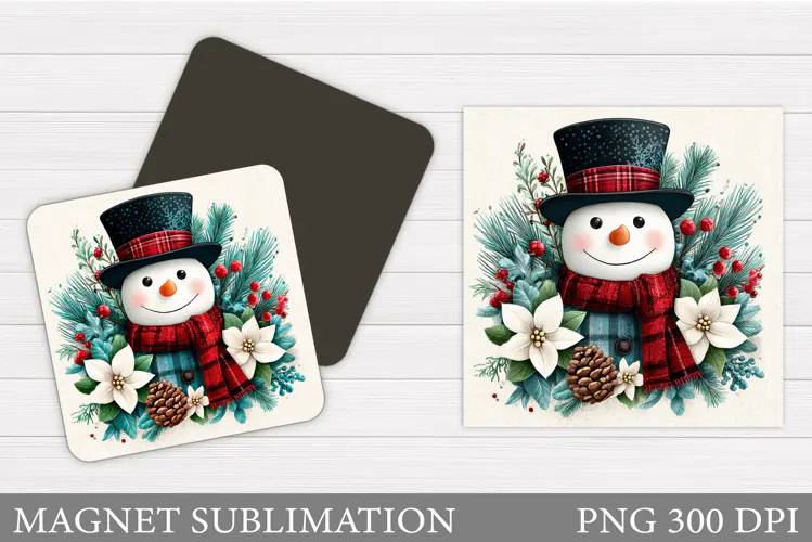 Cute Snowman Magnet Design. Christmas Magnet Sublimation
