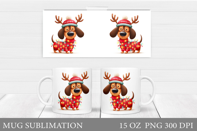 Christmas Dog Mug Design. Christmas Mug Sublimation