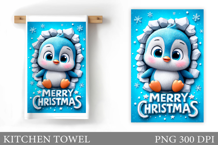 Christmas Penguin Kitchen Towel. Christmas Kitchen Towel