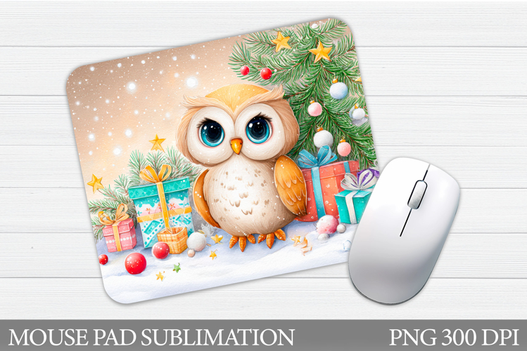 Christmas Owl Mouse Pad. Christmas Mouse Pad Design