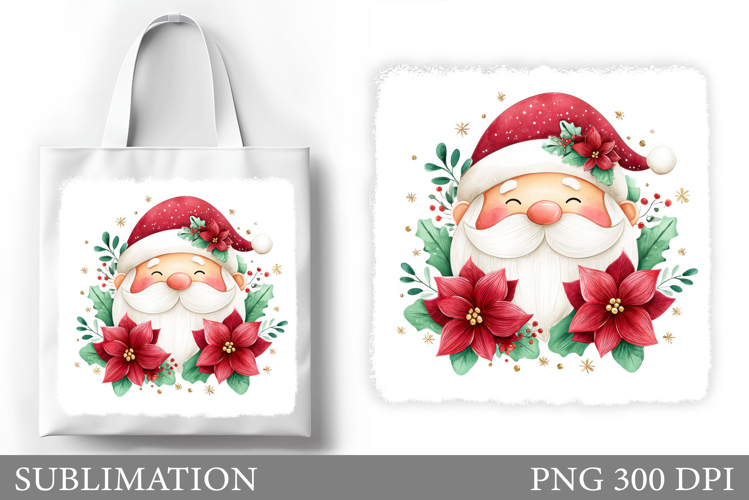 Cute Santa Claus Tote Bag. Christmas Tote Bag Sublimation