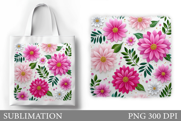 Flowers Tote Bag Sublimation. Flowers Sublimation