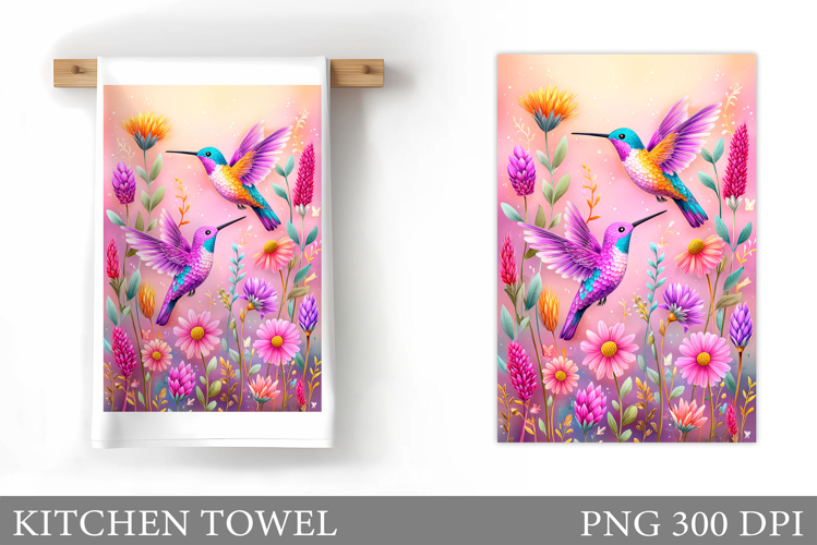 Hummingbird Kitchen Towel. Hummingbird Sublimation