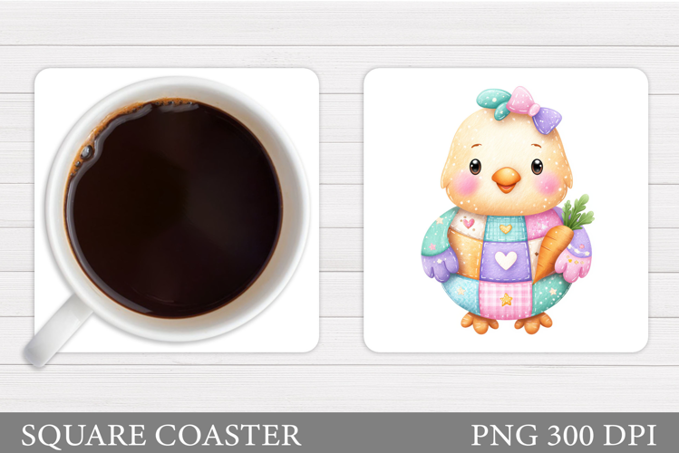 Patchwork Chick Coaster. Spring Chick Coaster Sublimation
