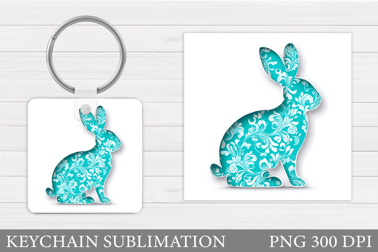 Bunny Keychain Design. Spring Bunny Keychain Sublimation
