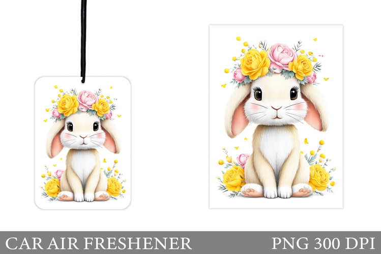 Cute Bunny Car Air Freshener Design. Cute Bunny Sublimation