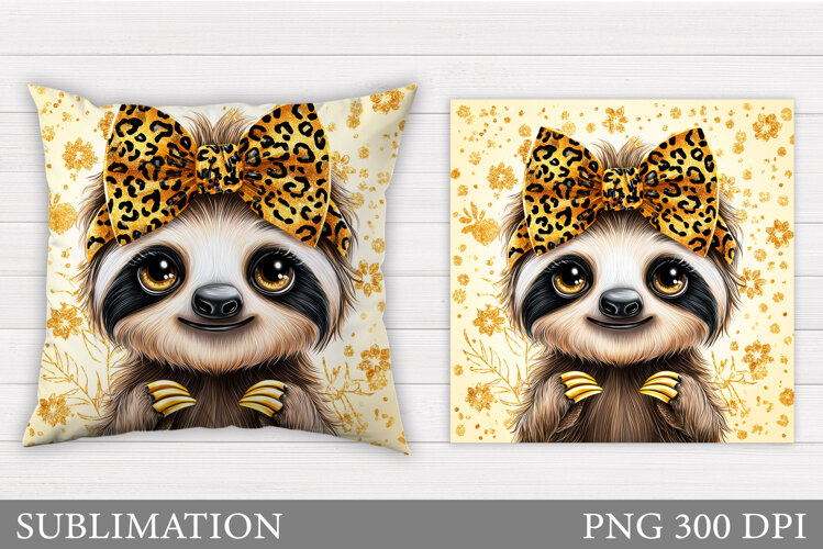 Cute Sloth Pillow Sublimation. Cute Sloth Sublimation example image 1