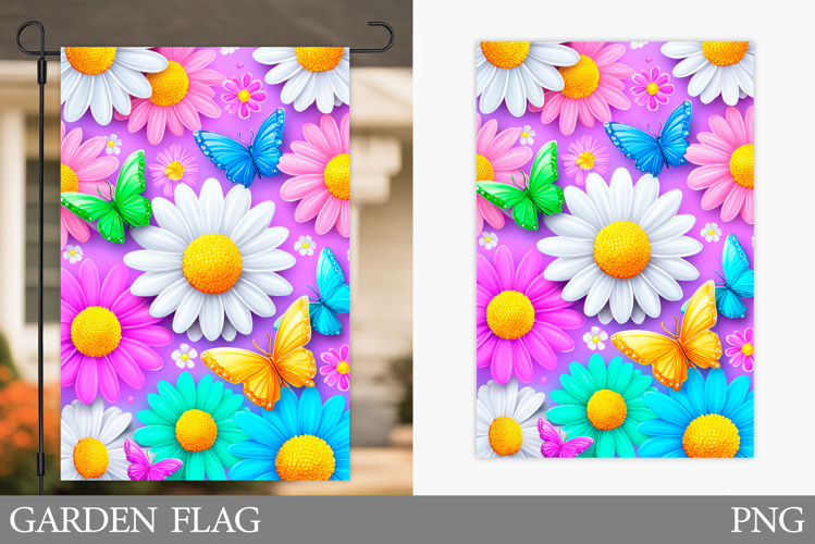 Butterflies Garden Flag. Flowers Garden Flag Design