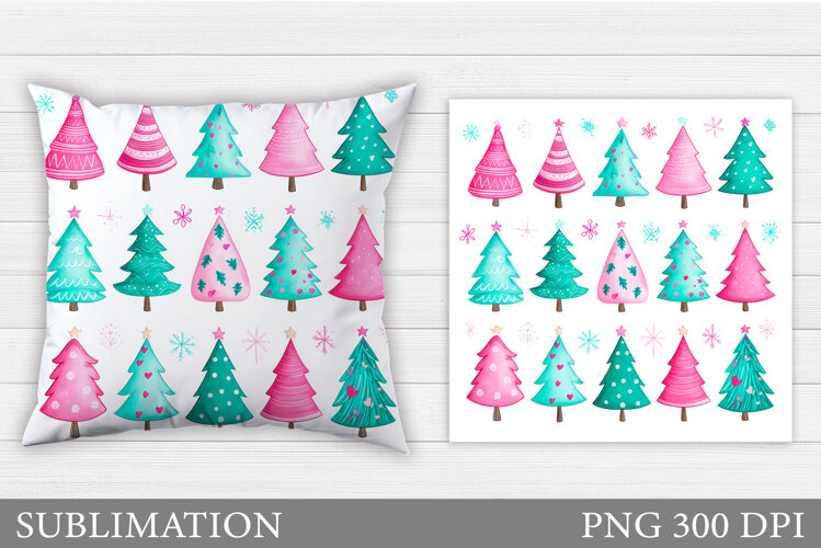 Christmas Tree Pillow Design. Christmas Pillow Sublimation example image 1